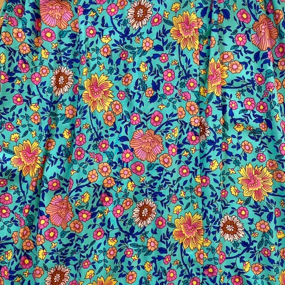 Floral V-Neck Surplice Hem Wrap Tie Side Butterfly Sleeve Maxi Dress Size S - Picture 8 of 12